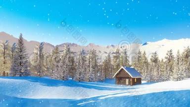 冬天下雪的时候住在一个单独的<strong>小木屋</strong>里